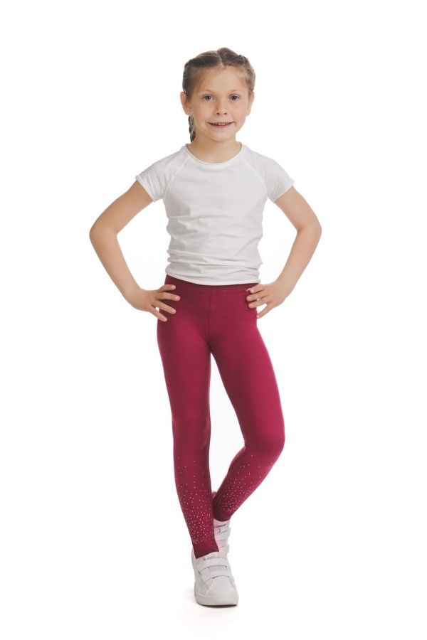 Rdeče dolge kids pajkice Jilana s svetlečimi detajli v obliki pik na spodnjem delu hlačnic Rdeče dolge kids pajkice Jilana s svetlečimi detajli v obliki pik na spodnjem delu hlačnic