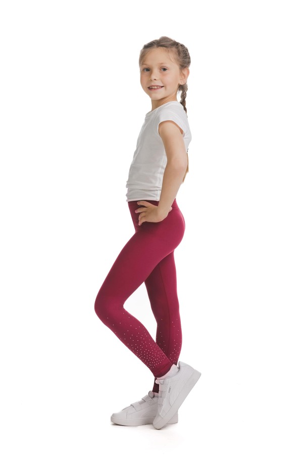 Rdeče dolge kids pajkice Jilana s svetlečimi detajli v obliki pik na spodnjem delu hlačnic Rdeče dolge kids pajkice Jilana s svetlečimi detajli v obliki pik na spodnjem delu hlačnic