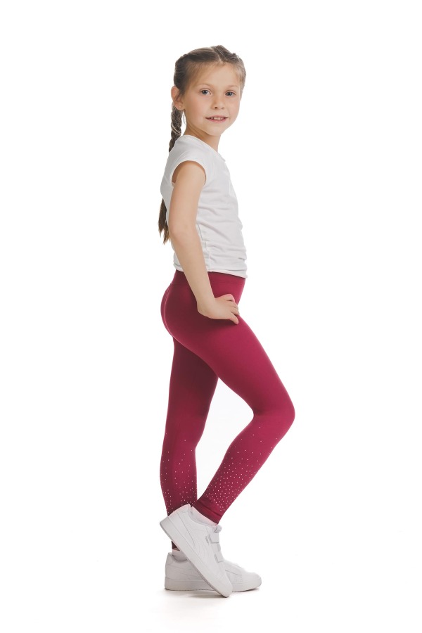 Rdeče dolge kids pajkice Jilana s svetlečimi detajli v obliki pik na spodnjem delu hlačnic Rdeče dolge kids pajkice Jilana s svetlečimi detajli v obliki pik na spodnjem delu hlačnic