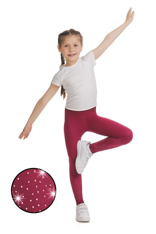 Rdeče dolge kids pajkice Jilana s svetlečimi detajli v obliki pik na spodnjem delu hlačnic Rdeče dolge kids pajkice Jilana s svetlečimi detajli v obliki pik na spodnjem delu hlačnic