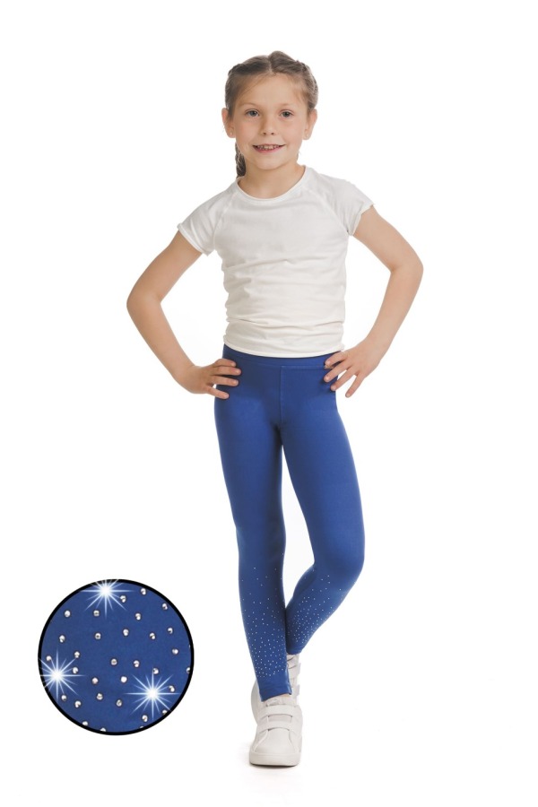 Modre dolge kids pajkice Marinia s svetlečimi detajli v obliki pik na spodnjem delu hlačnic Modre dolge kids pajkice Marinia s svetlečimi detajli v obliki pik na spodnjem delu hlačnic