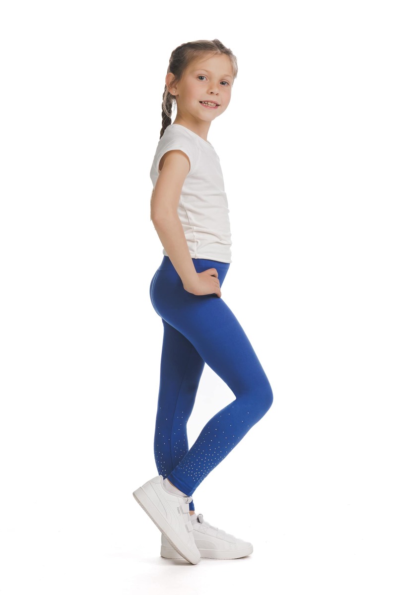 Modre dolge kids pajkice Marinia s svetlečimi detajli v obliki pik na spodnjem delu hlačnic