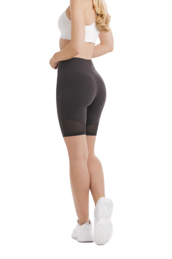 Temno sive kratke pajkice Ligera z všitim prosojnim detajlom na zadnjem spodnjem delu hlačnic