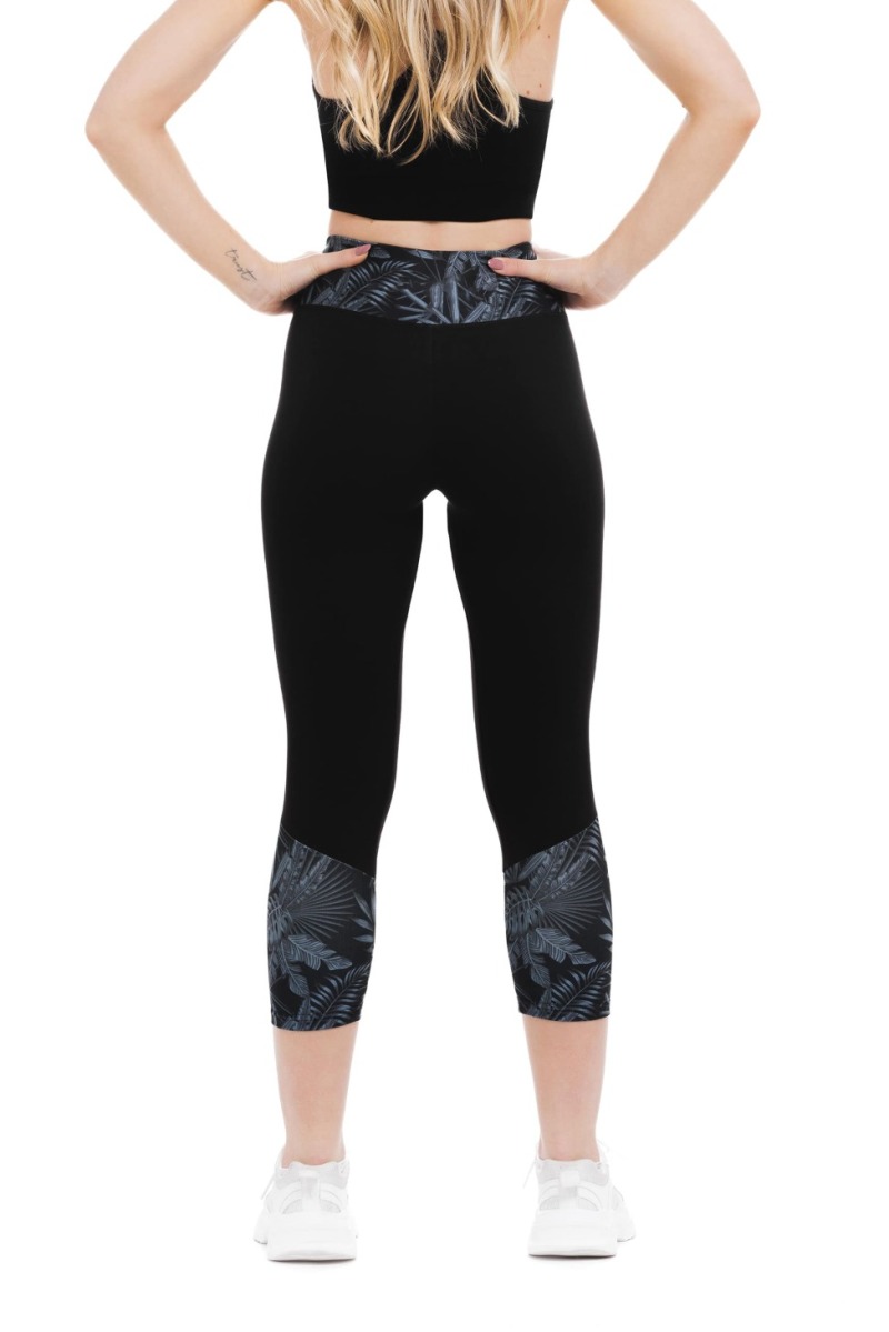 Temne pajkice capri Nocturno z risanim svetlim vzorčkom na dnu hlačnic in na pasu za odrasle