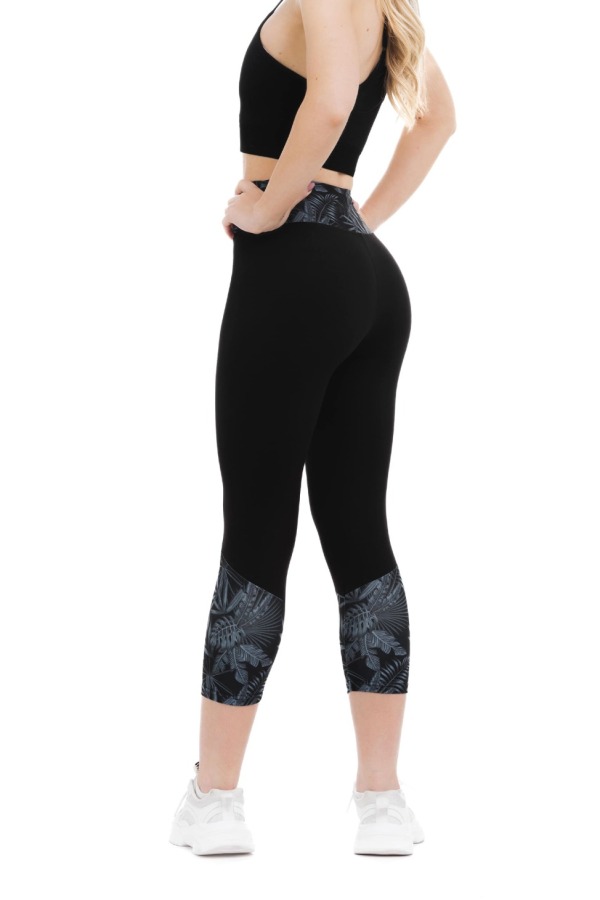 Temne pajkice capri Nocturno z risanim svetlim vzorčkom na dnu hlačnic in na pasu za odrasle Temne pajkice capri Nocturno z risanim svetlim vzorčkom na dnu hlačnic in na pasu za odrasle