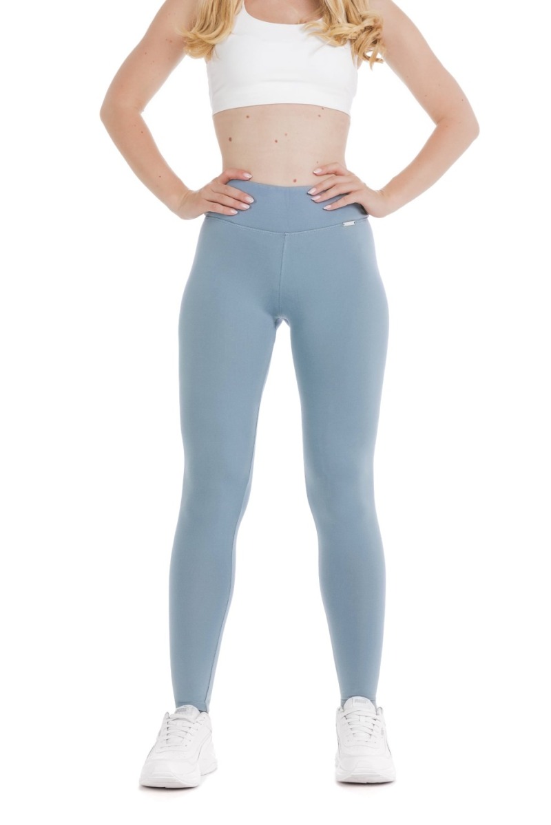 Enobarvne dolge pajkice v mehki modro-sivi barvi