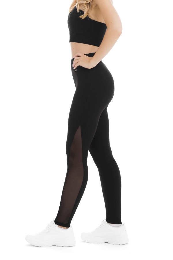 Enobarvne dolge pajkice Brillo črne barve prosojne ob straneh