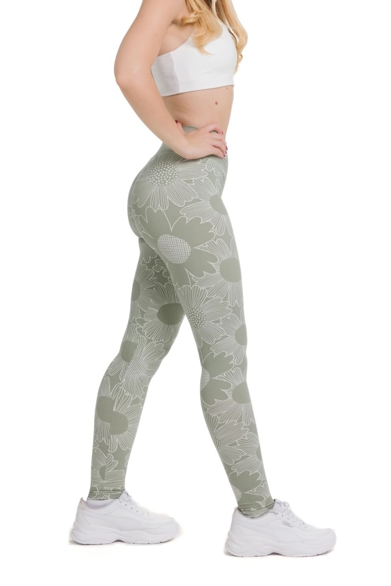 Lanuma ženske pajkice Paola v svetlo zeleni barvi s cvetličnim vzorcem in visokim pasom – mehke, zračne in elegantne.