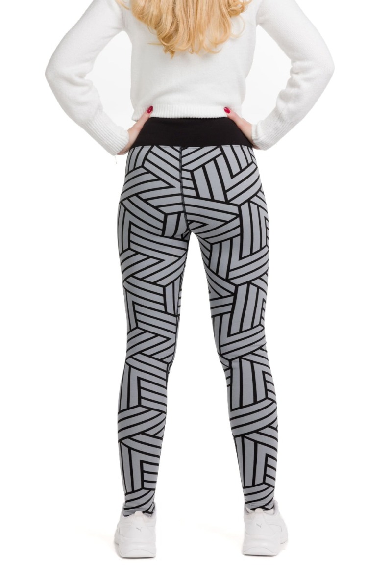 Lanuma ženske podložene thermo pajkice Yska v sivi barvi s črnimi cikcak črtami – sodoben vzorec in popolno udobje za hladne dni.