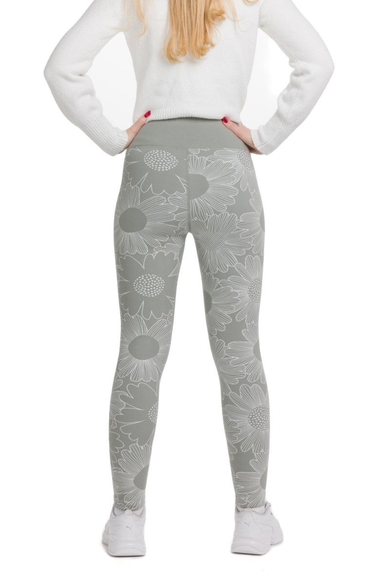 Lanuma ženske thermo pajkice Arla v svetlosivi barvi s cvetličnim vzorcem, visokim pasom in oprijetim krojem – popolne za hladne dni.