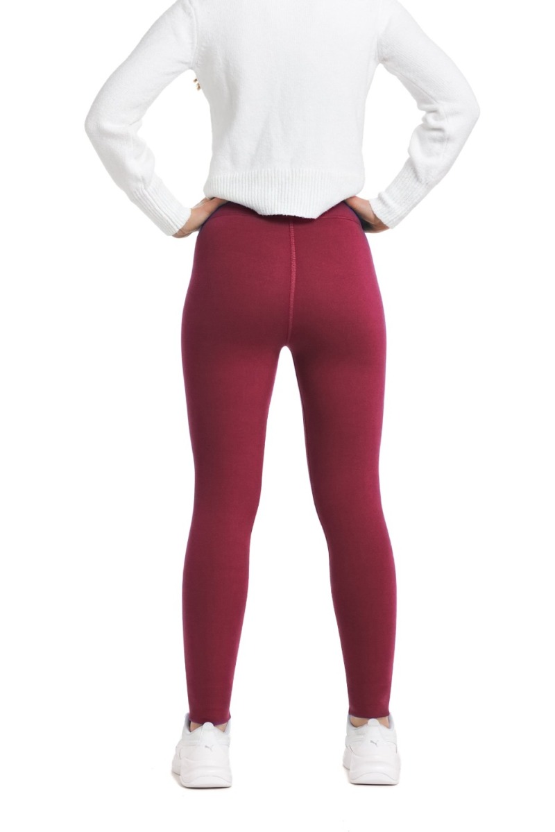 Lanuma ženske podložene thermo pajkice Elda v rdeči barvi z visokim pasom – popolna izbira za hladne dni.