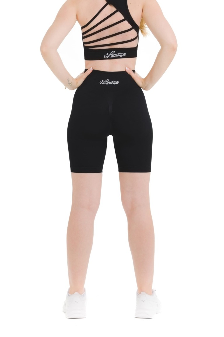 Lanuma Pure brezšivne pajkice v črni barvi z visokim pasom in push-up učinkom. Raztegljiv seamless material zagotavlja udobno prileganje in lepo poudari postavo.