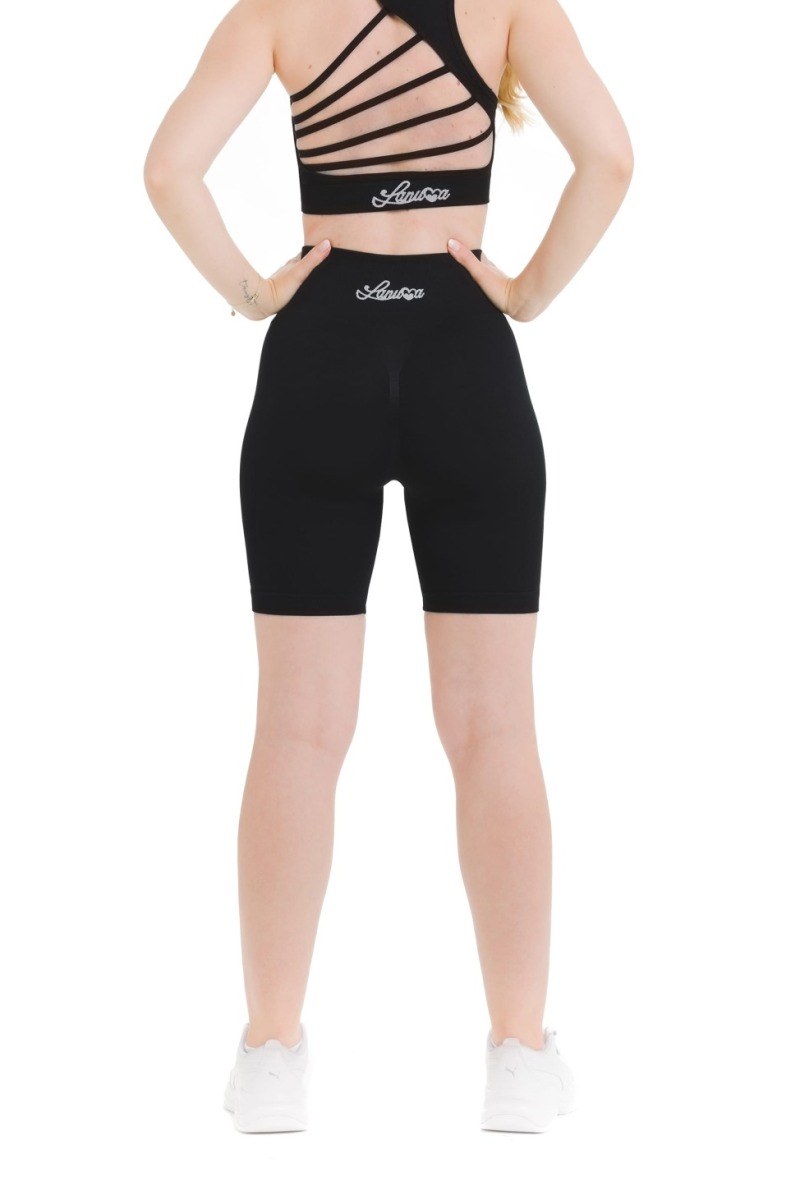 Lanuma Pure brezšivne pajkice v črni barvi z visokim pasom in push-up učinkom. Raztegljiv seamless material zagotavlja udobno prileganje in lepo poudari postavo.