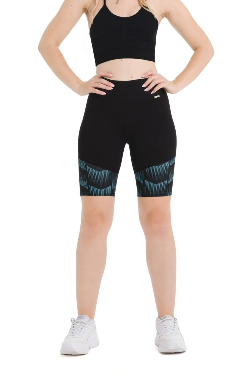 Lanuma shorts pajkice Nalia – črne športne shorts pajkice z geometrijskim vzorcem