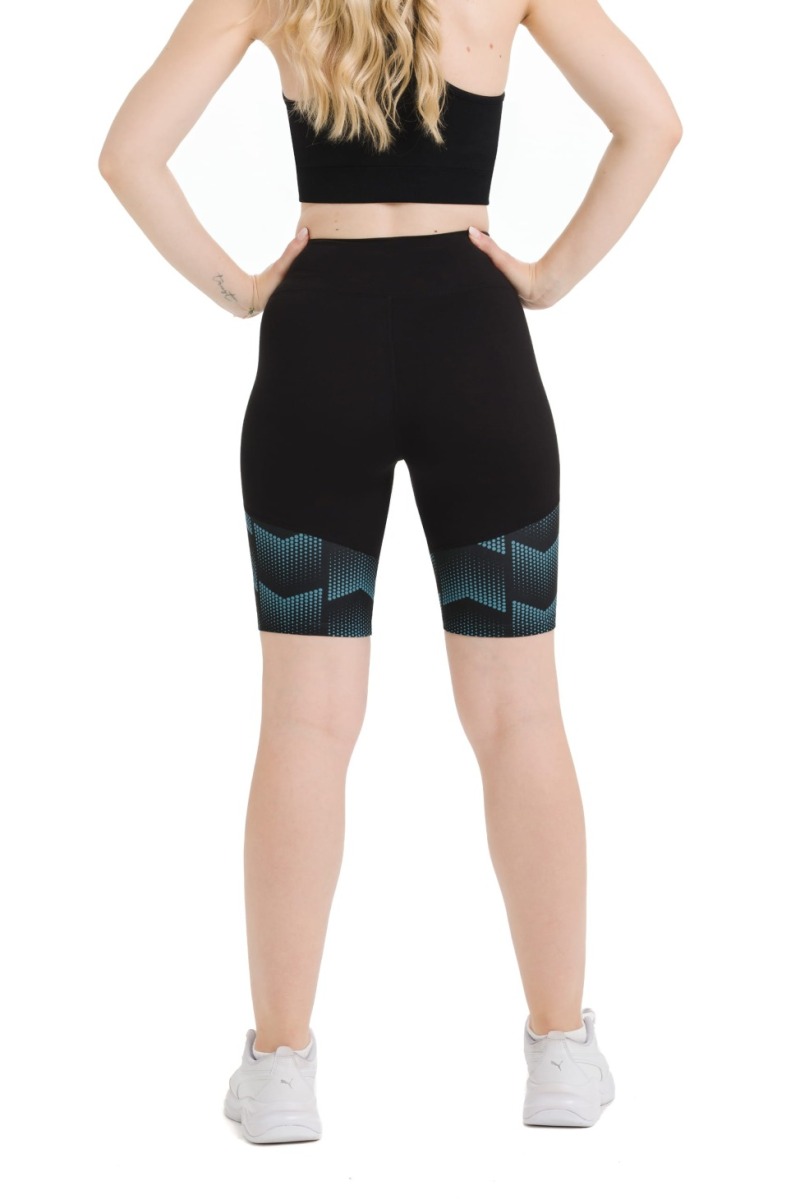 Lanuma shorts pajkice Nalia – črne športne shorts pajkice z geometrijskim vzorcem